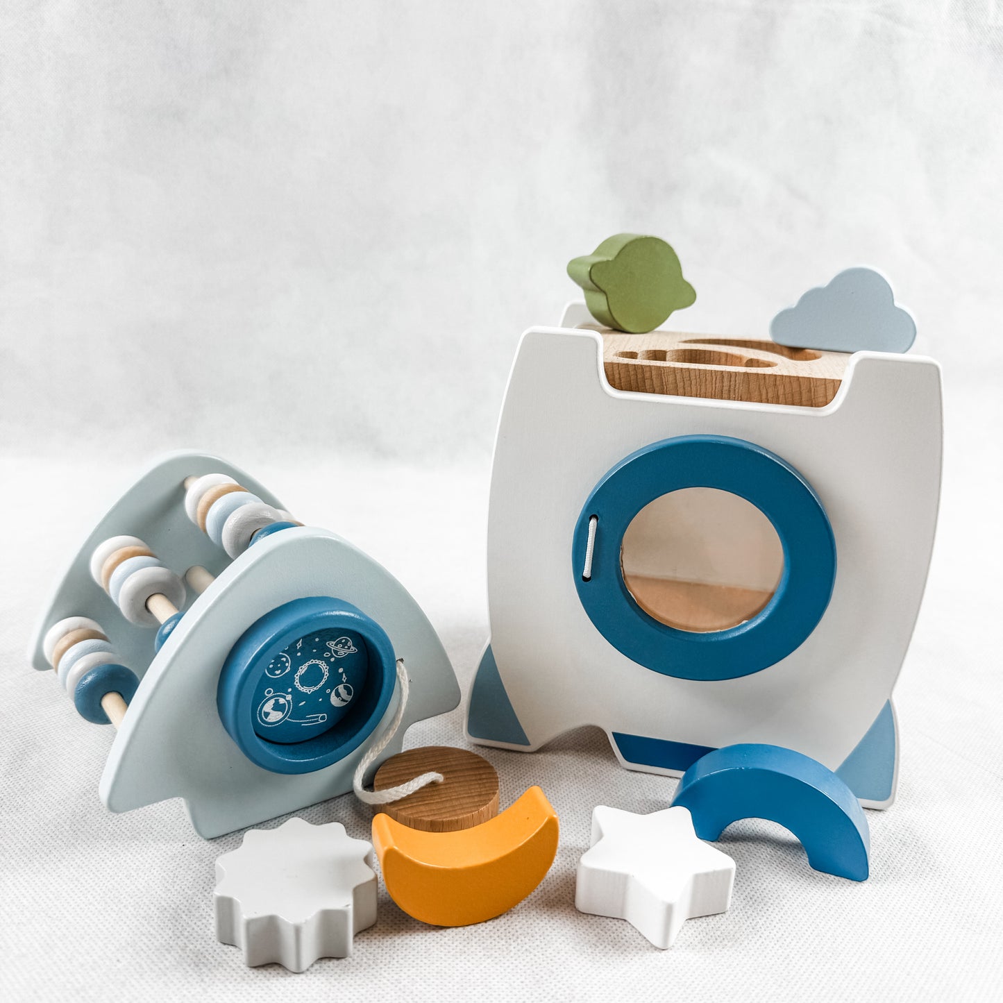 5-in-1 Wooden Rocket Activity Toy