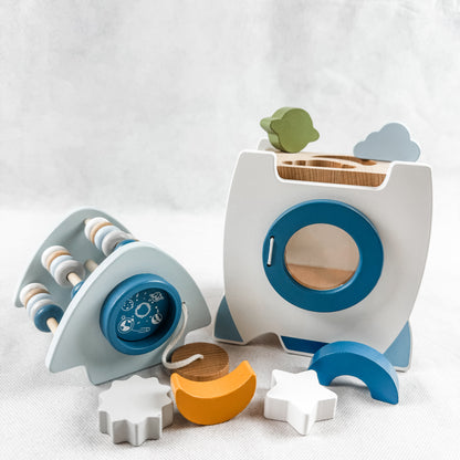 5-in-1 Wooden Rocket Activity Toy